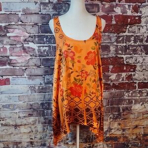 Lapis Floral Print Satin Racerback Top